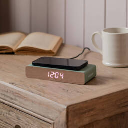Graham and Green Retro Sage Green LED Alarm Clock Phone Charger - thumbnail 2