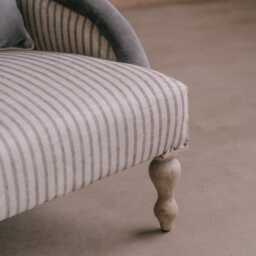 Graham and Green Gabriel Grey Velvet & Linen Stripe Armchair - thumbnail 3