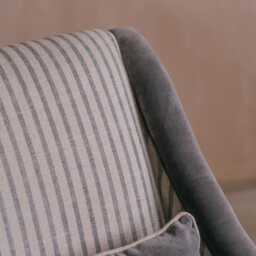 Graham and Green Gabriel Grey Velvet & Linen Stripe Armchair - thumbnail 4