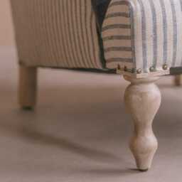 Graham and Green Gabriel Grey Velvet & Linen Stripe Armchair - thumbnail 6