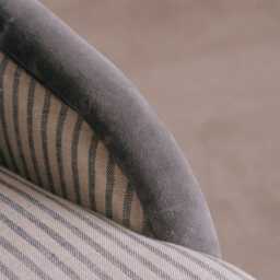 Graham and Green Gabriel Grey Velvet & Linen Stripe Armchair - thumbnail 5