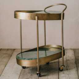 Graham and Green Slanted Iron & Green Marble Drinks Trolley - thumbnail 3