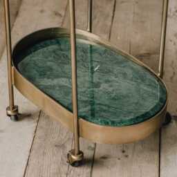 Graham and Green Slanted Iron & Green Marble Drinks Trolley - thumbnail 5