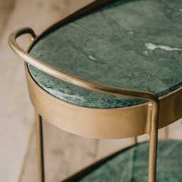 Graham and Green Slanted Iron & Green Marble Drinks Trolley - thumbnail 6
