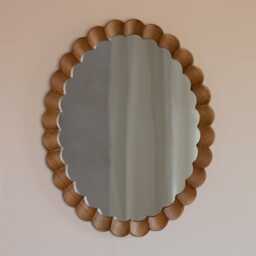 Graham and Green Fluted Rubberwood Oval Mirror - thumbnail 1
