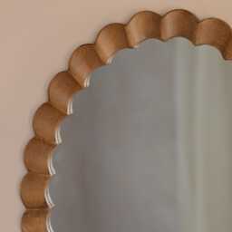 Graham and Green Fluted Rubberwood Oval Mirror - thumbnail 2