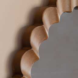 Graham and Green Fluted Rubberwood Oval Mirror - thumbnail 3