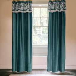 Graham and Green Lucia Smoke Blue Velvet Curtain - 135 x 228cm