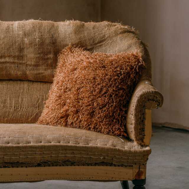 Graham and Green Caramel Faux Fur Square Cushion - image 1