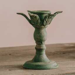 Graham and Green Green Iron Leaf Large Candle Holder - thumbnail 2