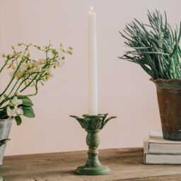 Graham and Green Green Iron Leaf Large Candle Holder