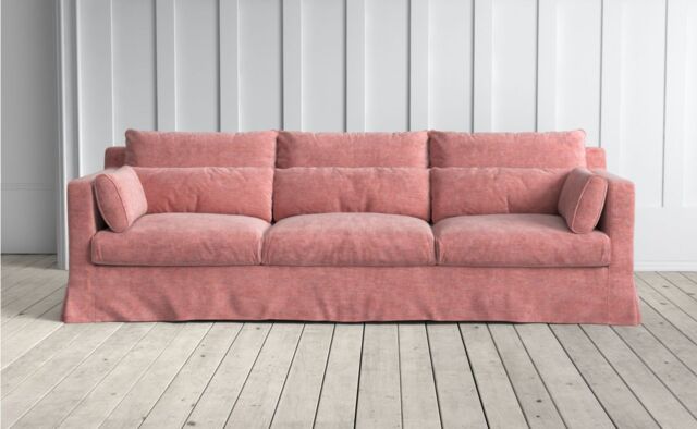 Graham and Green Jasmine 4 Seater Sofa in Salmon Vintage Velvet