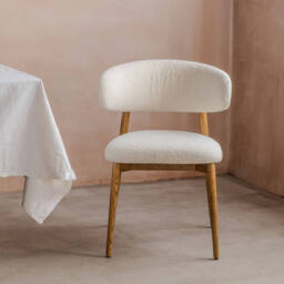 Graham and Green Beaufort White Boucle Dining Chair - thumbnail 2