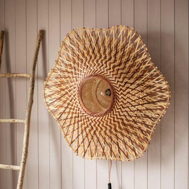 Graham and Green Natural Woven Bamboo Wall Light Large - image 1