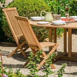 Graham and Green Natural Teak Wood Folding Garden Chair