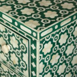 Graham and Green Jade Green Floral Bone Inlay Small Double Chest of Drawers - thumbnail 6