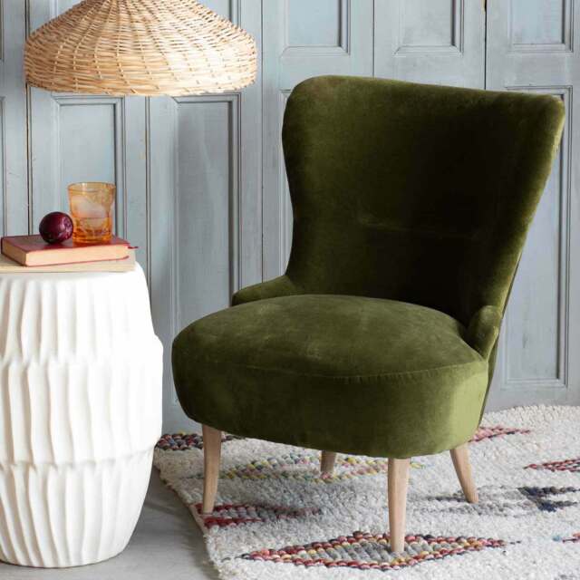 Graham and Green Ree Olive Green Velvet Cocktail Chair - image 1