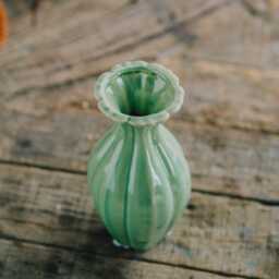 Graham and Green Ribbed Mint Green Ceramic Vase - thumbnail 3