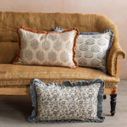 Graham and Green Fiorella Hand-Block Printed Large Rectangular Cushion