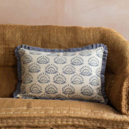 Graham and Green Fiorella Hand-Block Printed Large Rectangular Cushion - thumbnail 2