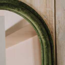 Graham and Green Olive Green Velvet Arched Wall Mirror - thumbnail 3