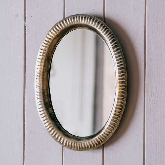 Graham and Green Silver Metal Oval Wall Mirror - image 1