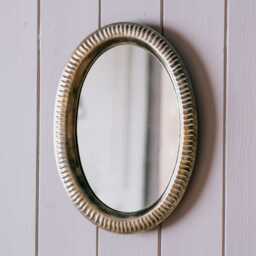 Graham and Green Silver Metal Oval Wall Mirror - thumbnail 1