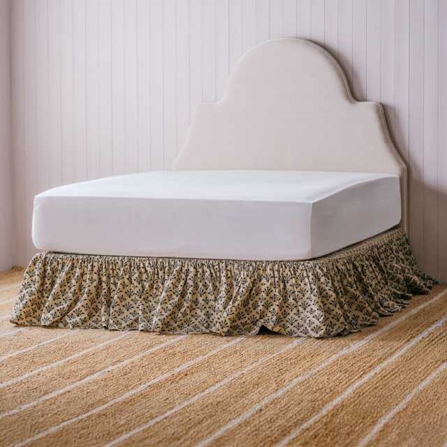 Graham and Green Black Coral Block Printed Ruffle Double Valance - image 1