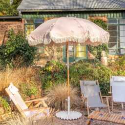 Graham and Green Salcombe Pink Stripe Parasol - thumbnail 1