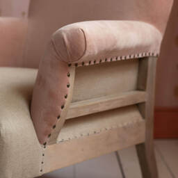 Graham and Green Stanley Deconstructed Rose Velvet and Linen Armchair - thumbnail 4