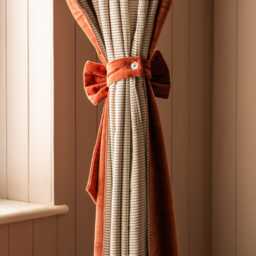 Graham and Green Set of Two Burnt Sienna Velvet Bow Curtain Tie Backs - thumbnail 2
