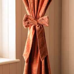 Graham and Green Set of Two Burnt Sienna Velvet Bow Curtain Tie Backs - thumbnail 1