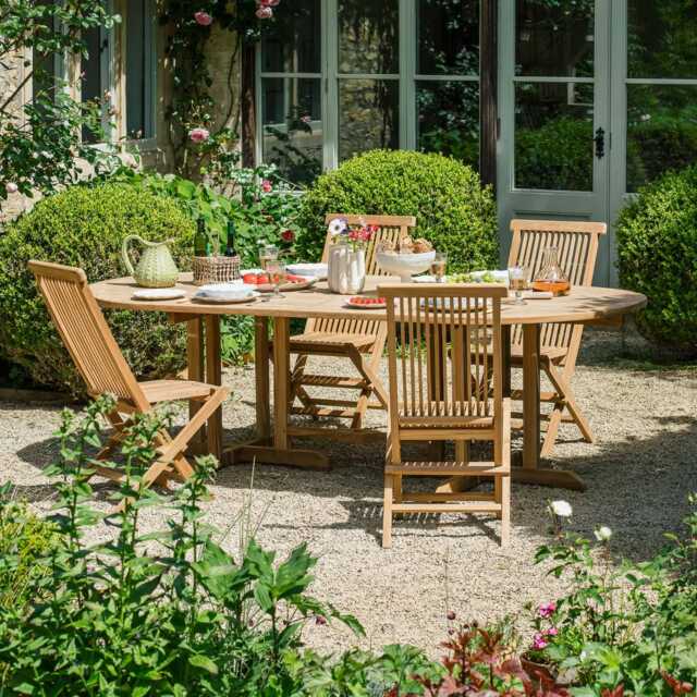 Graham and Green Natural Teak Wood 10 Seater Garden Table