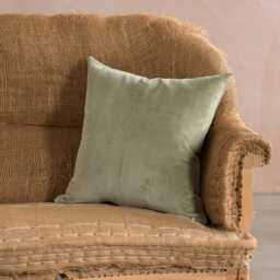 Graham and Green Pale Sage Velvet & Linen Backed Small Square Cushion - thumbnail 6