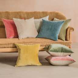 Graham and Green Pale Sage Velvet & Linen Backed Small Square Cushion