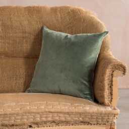 Graham and Green Pale Sage Velvet & Linen Backed Small Square Cushion - thumbnail 5