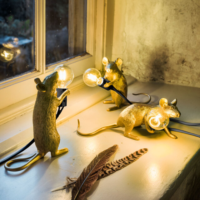 Graham and Green Gold Sitting Mouse Lamp - image 1