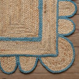 Graham and Green Blue Scalloped Jute Rug 60 x 90cm - thumbnail 2