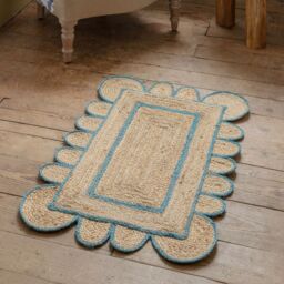 Graham and Green Blue Scalloped Jute Rug 60 x 90cm