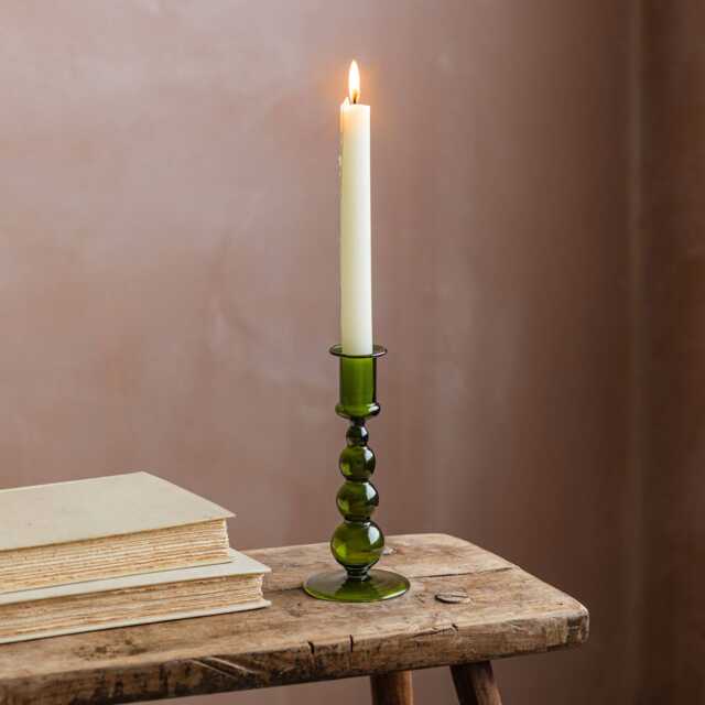 Graham and Green Green Clear Glass Candle Holder - image 1