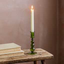 Graham and Green Green Clear Glass Candle Holder - thumbnail 1