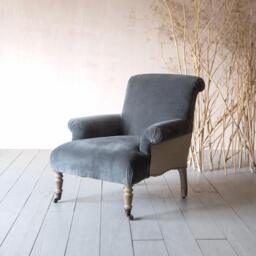 Graham and Green Bella Grey Velvet Armchair - thumbnail 2
