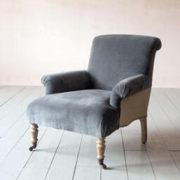 Graham and Green Bella Grey Velvet Armchair - thumbnail 3