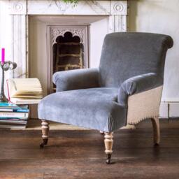 Graham and Green Bella Grey Velvet Armchair - thumbnail 1