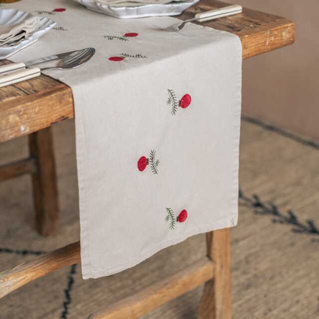Graham and Green Christmas Bauble Cotton Table Runner - image 1