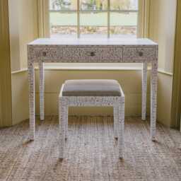 Graham and Green Maxi White Mother of Pearl Dressing Table - thumbnail 2