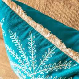 Jungle Crewel Work Cushions Petrol Green - thumbnail 4