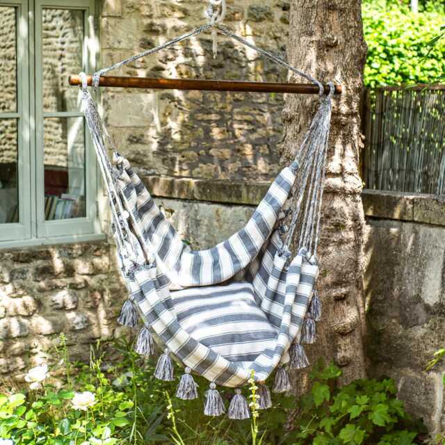 Graham and Green Wide Stripe Tassel Swing Chair - image 1