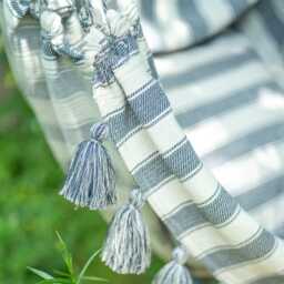Graham and Green Wide Stripe Tassel Swing Chair - thumbnail 2