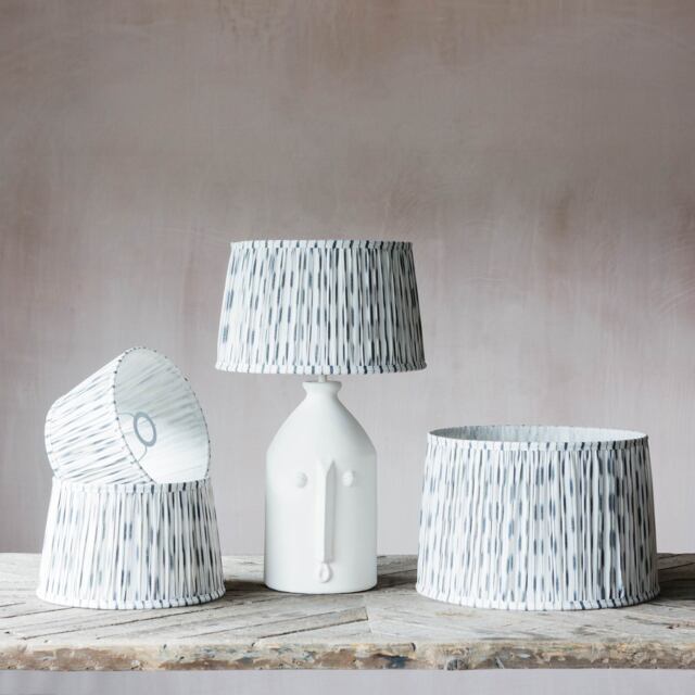 "Graham and Green 10"" White Pleated Ikat Lamp Shade" - image 1
